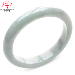 豪8印象手镯之家S325028Y306翡翠手镯圈口60.5mm淡绿洒金玉手镯