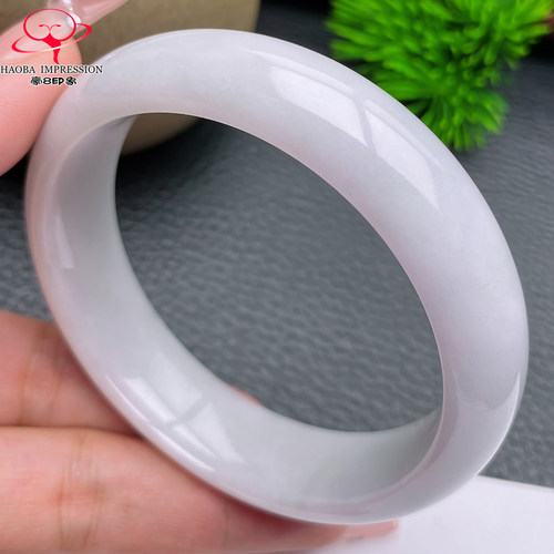 豪8印象X26150X896翡翠手镯圈口58.5天然白底浅绿缅甸a货玉镯70g