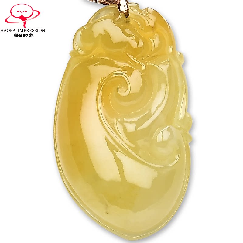 豪8印象f763天然翡翠玉如意吊坠挂件女款冰种黄翡缅甸a货玉石珠宝