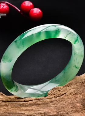 豪8印象翡王妃F825080F114非洲翠手镯圈口57.5mm冰种绿飘花玉手镯