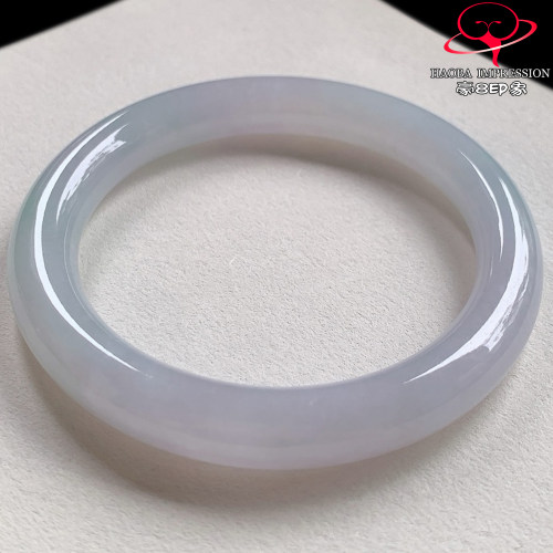 豪8印象V26600V2903天然翡翠圈口54冰种晴水淡粉仙女镯圆条玉手镯