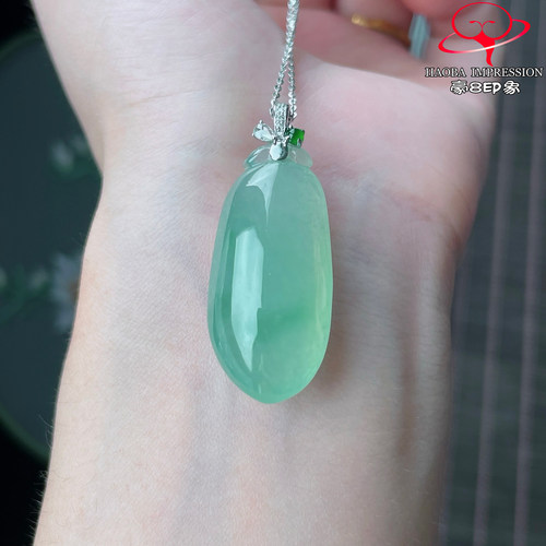 豪8印象P26200P2178翡翠福瓜吊坠天然冰种晴绿缅甸玉福禄寿挂件
