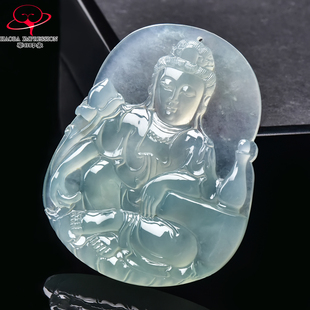 豪8印象·手镯之家M244翡翠观音吊坠天然冰种晴绿净瓶观音挂件