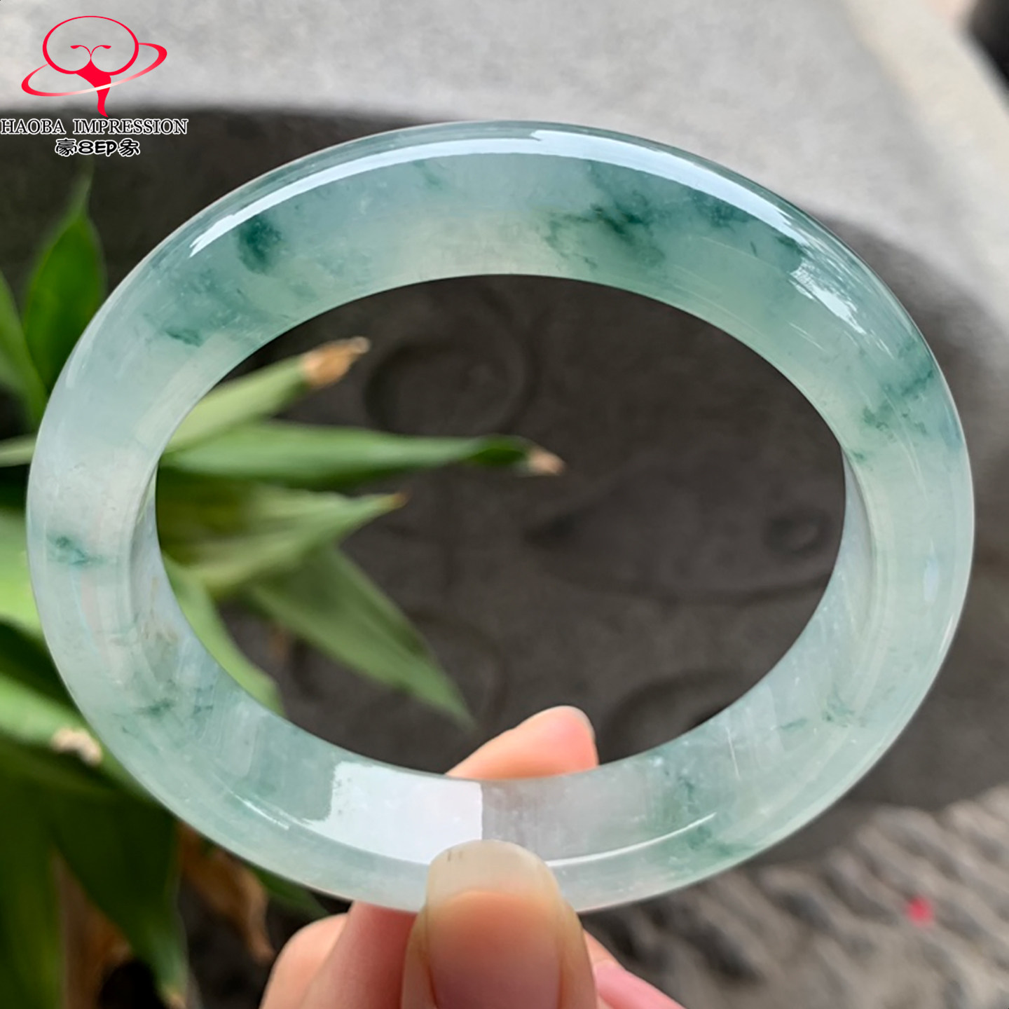 豪8印象V312翡翠手镯圈口62.0天然冰种蓝绿飘花缅甸a货玉石手镯
