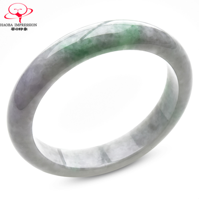 豪8印象P26005P596翡翠手镯圈口57.9mm天然缅甸糯种白底带绿玉镯