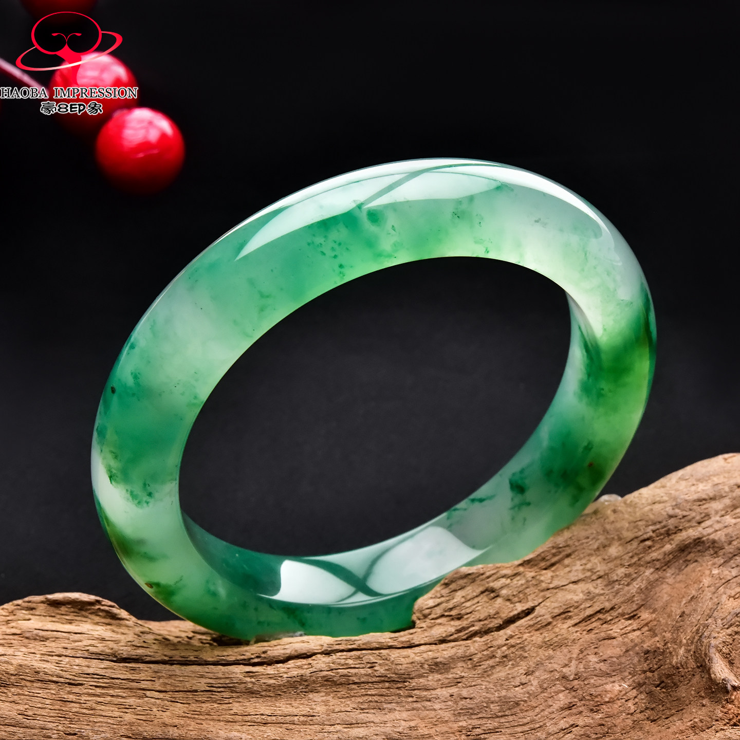 豪8印象翡王妃F225018F111非洲翠手镯圈口56.2mm冰种绿飘花玉手镯,珠宝/钻石/翡翠,非洲翠,淘宝优惠券,粉丝福利购,淘宝优惠卷