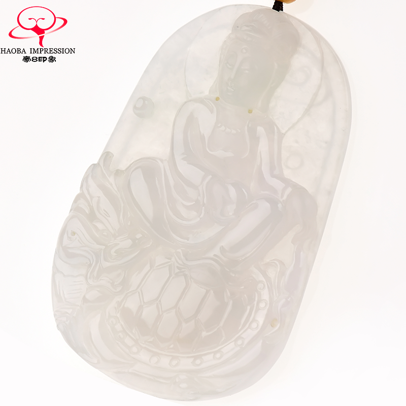 豪8印象X177天然翡翠龙头观音吊坠玉挂件男款冰白缅甸玉石a货珠宝