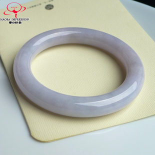 豪8印象L26100L171翡翠圆条手镯圈口54.8mm冰糯种粉紫缅甸玉镯子