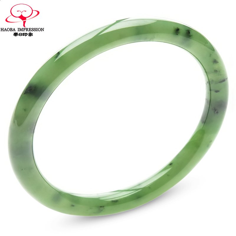 豪8印象·手镯之家T1-214和田碧玉手镯圈口58.3mm菠菜绿圆条玉镯