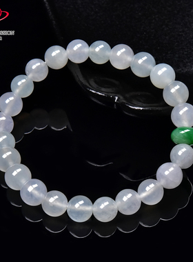 豪8印象手镯之家M25048M496翡翠手链天然缅甸a货冰白玉手串珠链