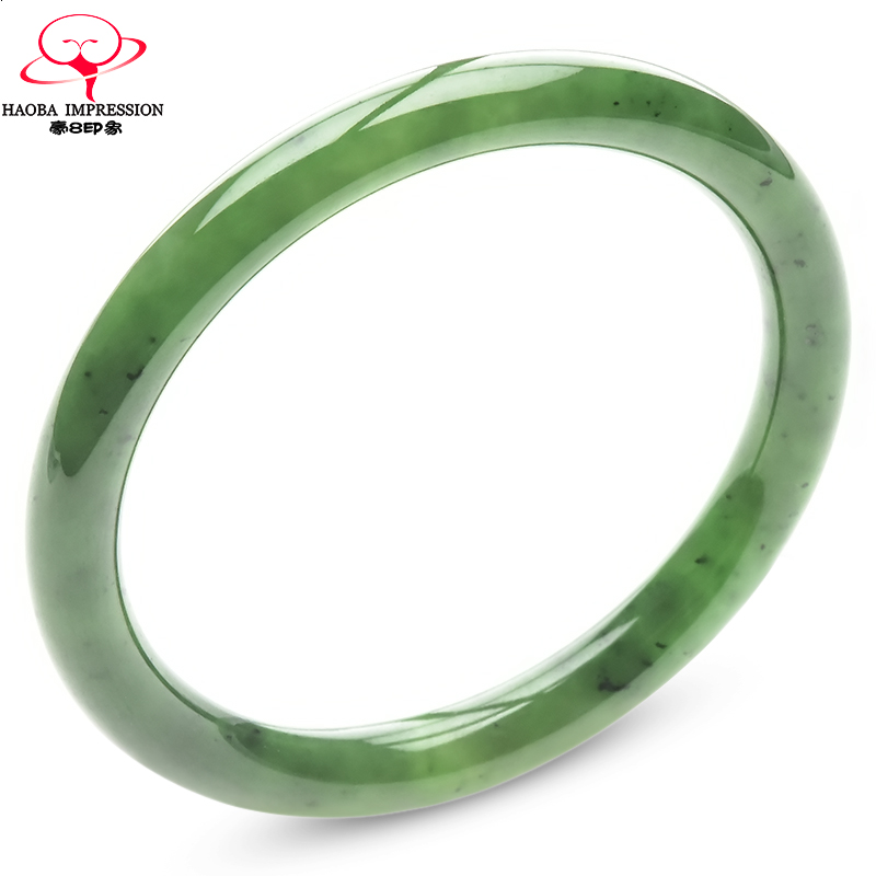 豪8印象·手镯之家T1-289和田碧玉手镯圈口55.0mm菠菜绿圆条玉镯
