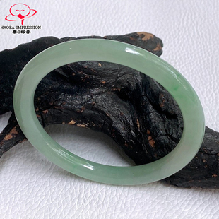 豪8印象L26100L180翡翠圆条手镯圈口53.8mm天然缅甸a货淡阳绿玉镯