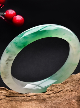 豪8印象翡王妃F325028F103非洲翠手镯圈口61.0mm冰种绿飘花玉手镯