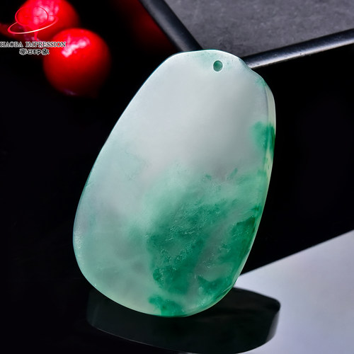 豪8印象翡王妃F25009F279非洲翠无事牌吊坠冰种绿飘花许愿牌挂件