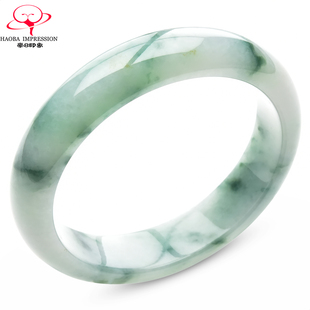 豪8印象·手镯之家M401翡翠手镯内径56.9mm天然缅甸a货绿飘花玉镯