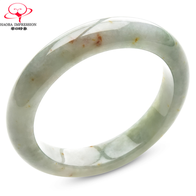 豪8印象手镯之家S225018Y562翡翠手镯圈口50.9mm天然淡绿洒金玉镯