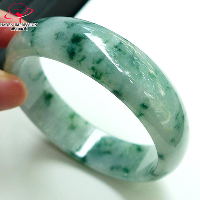 豪8印象L26138L132翡翠手镯圈口60.8mm天然缅甸冰糯种绿飘花玉镯