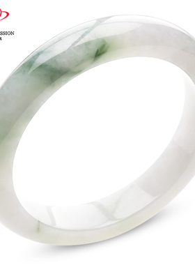 豪8印象·手镯之家M126翡翠手镯圈口58.6mm天然白底飘绿花玉镯子