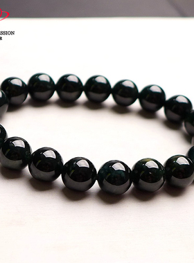 豪8印象手镯之家Z26110Z203翡翠手链天然冰种墨翠玉佛珠手串带证