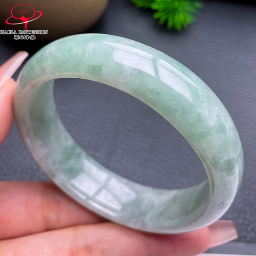 豪8印象X26036X583翡翠手镯圈口57.2天然糯种果绿缅甸玉手镯70g
