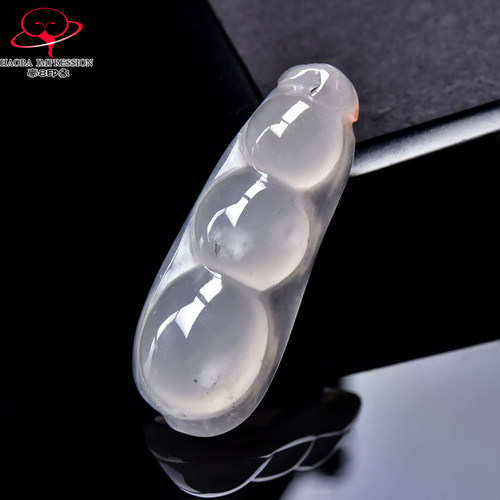 豪8印象翡王妃F25002F257非洲翠四季豆吊坠天然冰种冰白福豆挂件