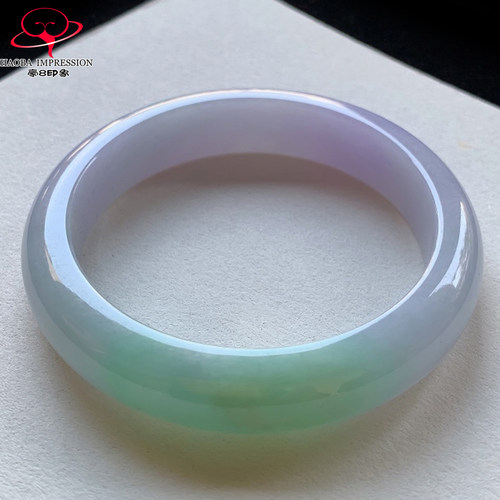 豪8印象V26420V657翡翠手镯之家圈口55.3春彩色天然A货缅甸玉镯子