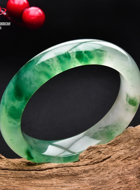 豪8印象翡王妃F825080F119非洲翠手镯圈口55.1mm冰种绿飘花玉手镯