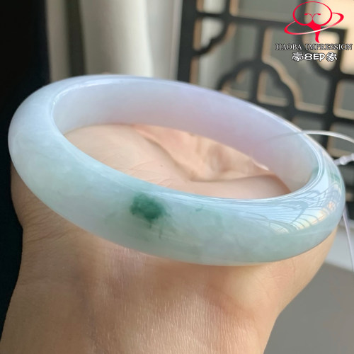 豪8印象W26128W622天然A货翡翠圈口56.5冰糯种紫底飘花正圈玉手镯