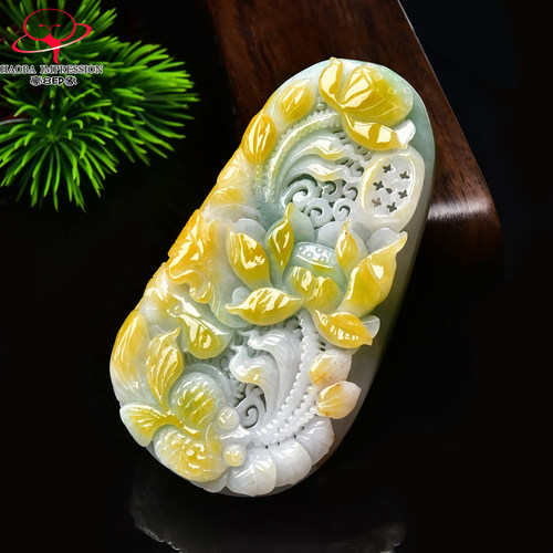 豪8印象手镯之家G26036G236翡翠年年有鱼挂件天然淡绿黄翡玉吊坠