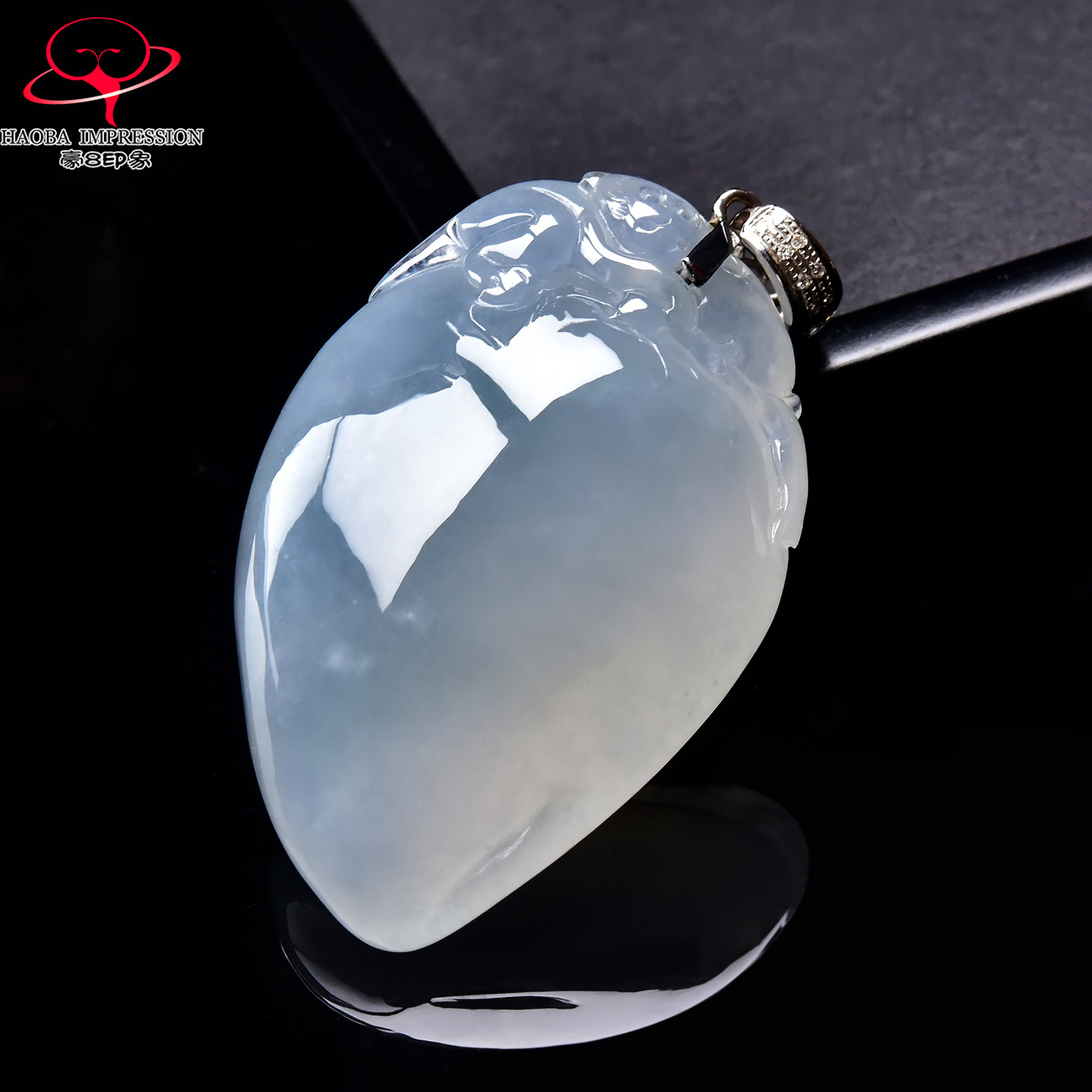 豪8印象手镯之家M25320M527翡翠寿桃吊坠天然冰种冰白玉寿桃挂件