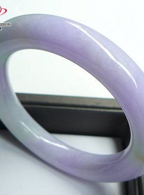 豪8印象L26138L127翡翠圆条手镯圈口55.0mm紫罗兰淡绿带黄翡玉镯