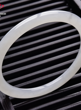 豪8印象·手镯之家T3-179和田玉白玉手镯圈口58.6mm天然圆条玉镯