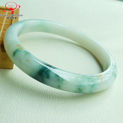 豪8印象手镯之家Z26068Z271翡翠手镯圈口77.6mm天然绿飘花玉臂镯