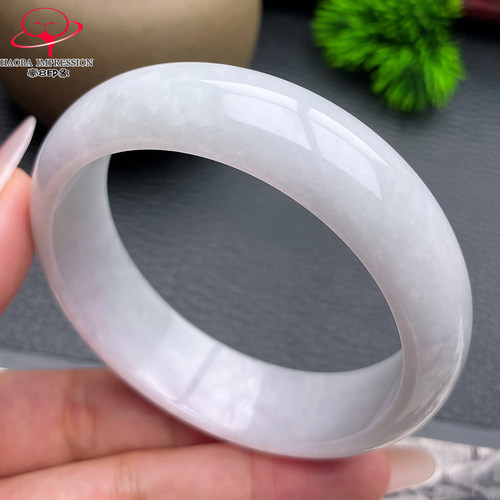 豪8印象X26100X471翡翠手镯圈口57.6天然缅甸a货白月光玉镯重70g