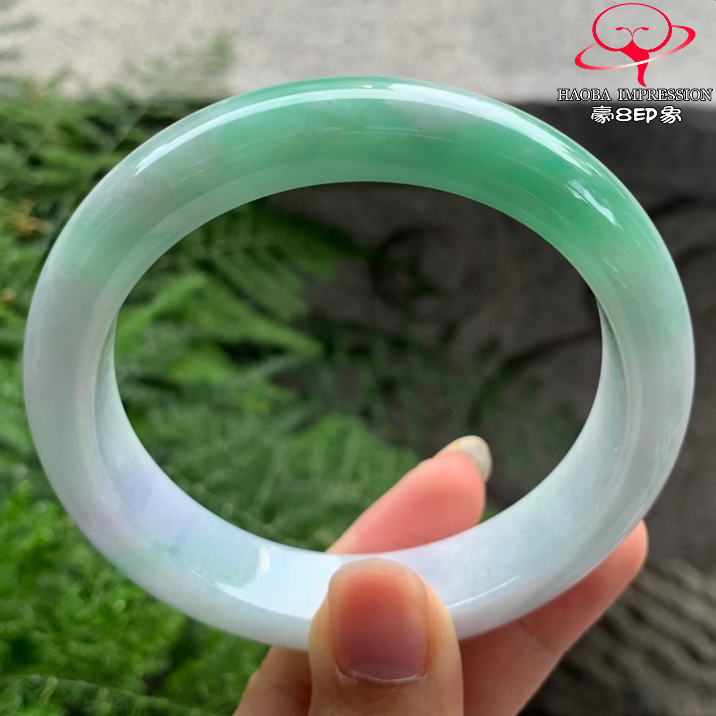 豪8印象V26880V1430翡翠手镯圈口62.5天然冰糯种阳绿缅甸玉手镯