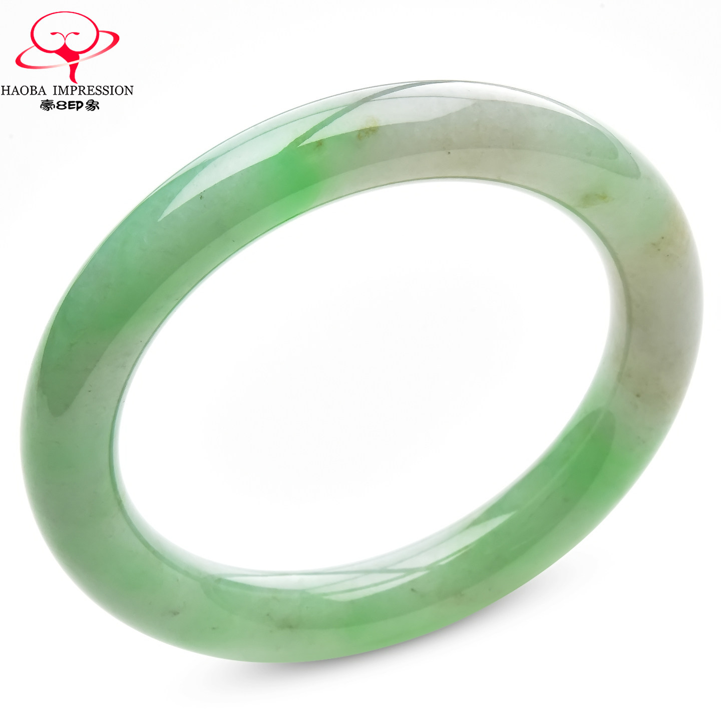 豪8印象V261800V102翡翠圆条手镯圈口57.0mm天然冰糯种果绿玉镯