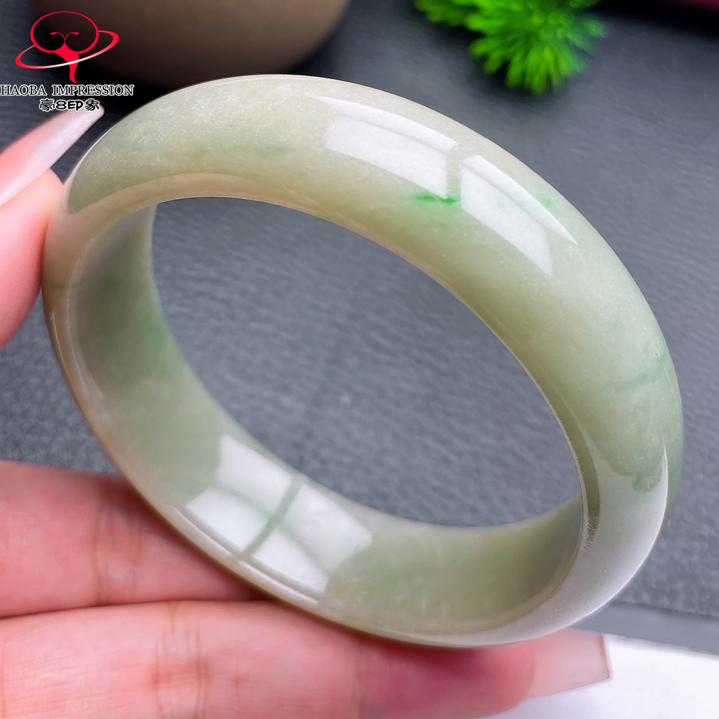 豪8印象X26150X548翡翠手镯圈口59.1天然缅甸糯种黄翡翡翠玉镯75