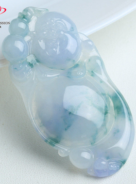 豪8印象手镯之家Z26152Z188翡翠笑佛吊坠天然淡紫绿飘花佛公挂件