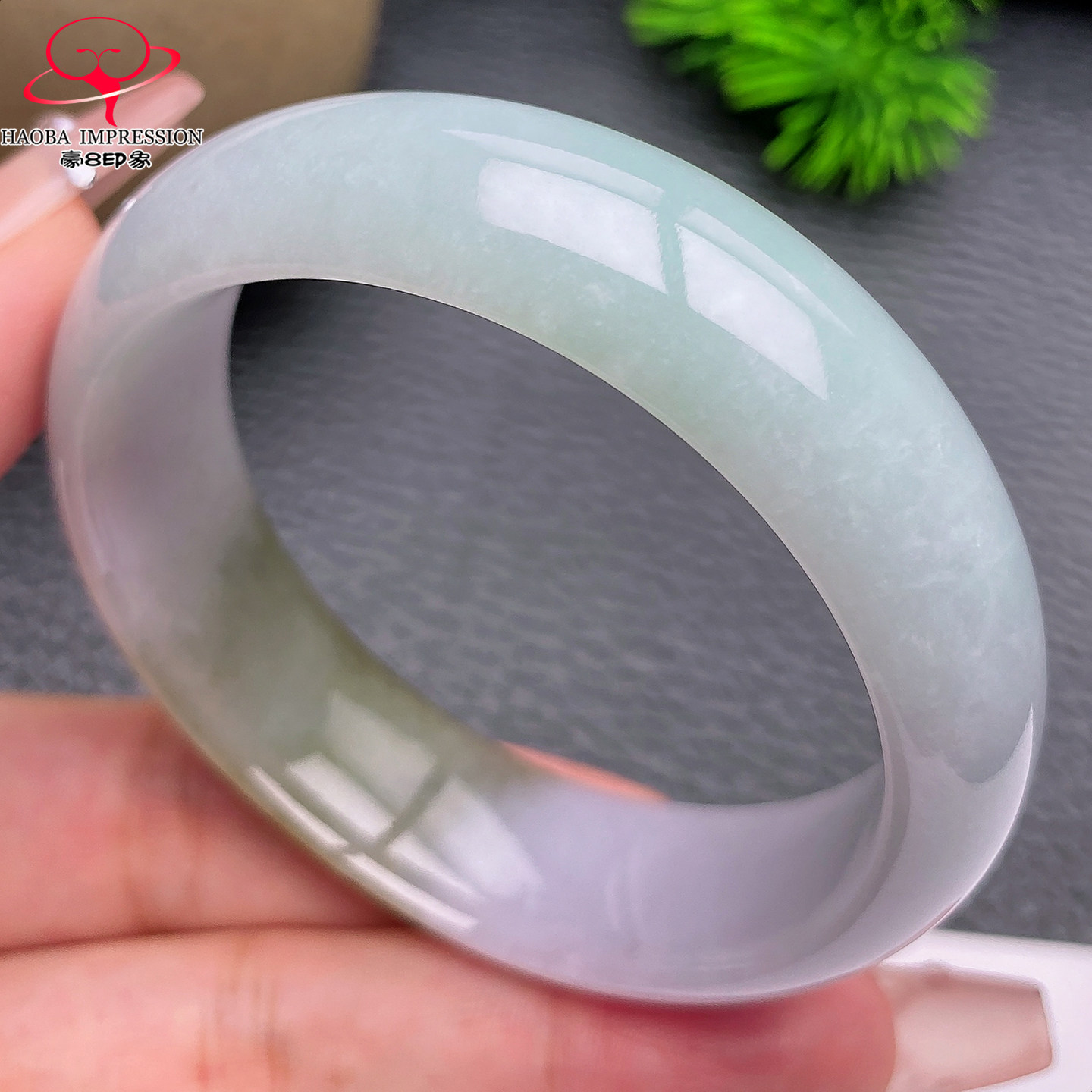 豪8印象X26036X791翡翠手镯圈口51.1天然浅紫浅绿带黄翡玉镯54g
