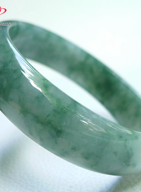 豪8印象手镯之家Z26360Z148翡翠宽版手镯圈口59.4mm蓝绿飘花玉镯