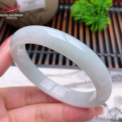 豪8印象X26180X249翡翠手镯圈口59.0mm天然冰糯种浅绿缅甸玉手镯