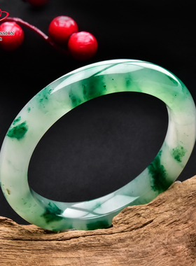 豪8印象翡王妃F825080F110非洲翠手镯圈口59.4mm冰种绿飘花玉手镯