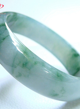 豪8印象手镯之家Z26300Z155翡翠宽版手镯圈口57.7m淡紫绿飘花玉镯