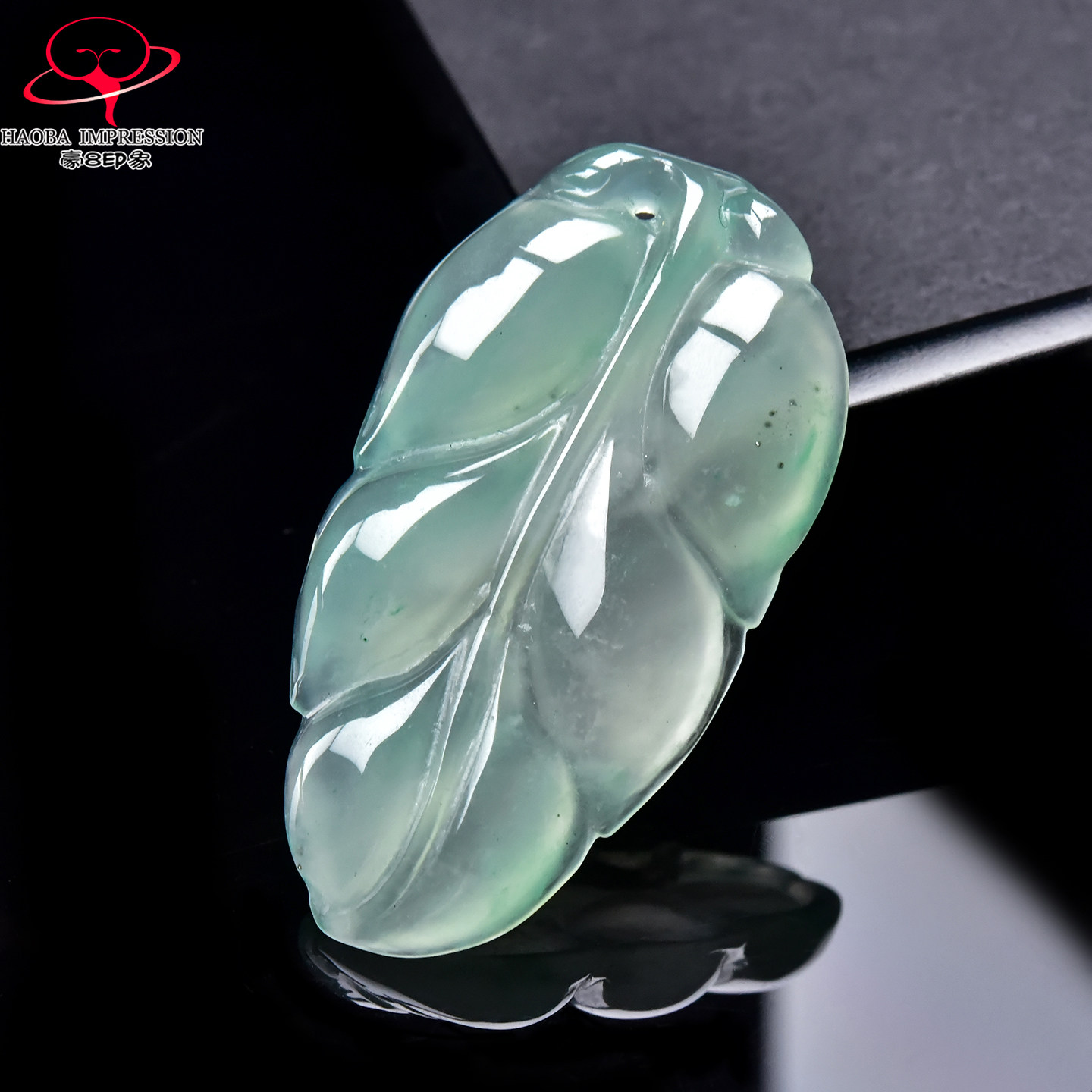 豪8印象翡王妃F25002F268非洲翠玉叶吊坠天然冰种甜绿玉树叶挂件