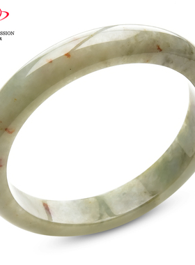 豪8印象P26005P586翡翠手镯圈口62.0mm冰糯种淡绿带洒金缅甸玉镯