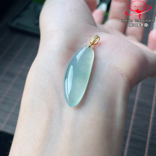 豪8印象P26048P2892翡翠福瓜吊坠天然冰种绿飘花玉福禄寿挂件