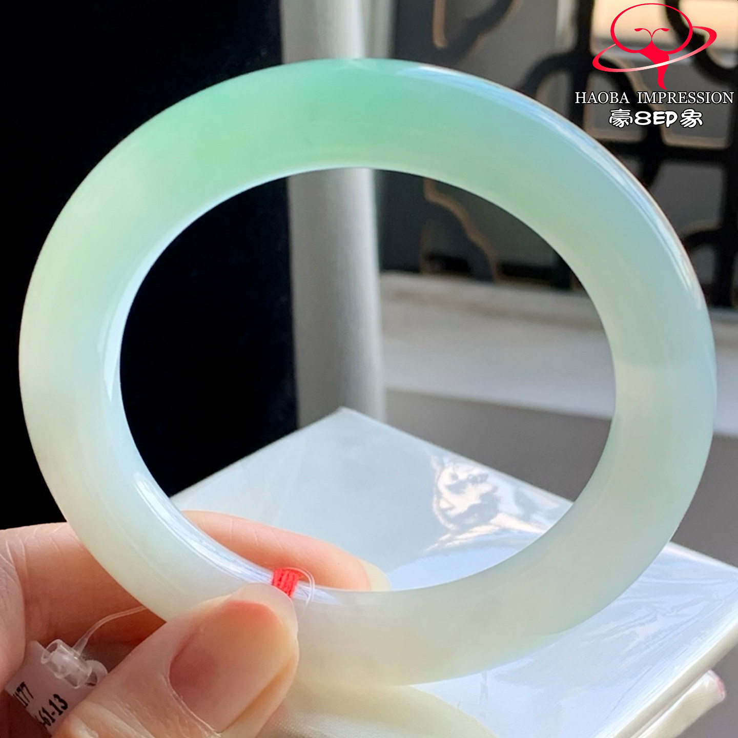 豪8印象W262600W854翡翠圆条手镯圈口57.2天然冰糯种甜阳绿玉镯子