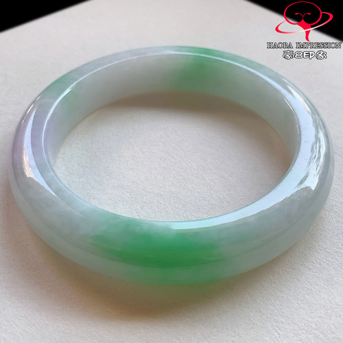 豪8印象V261000V2209翡翠手镯圈口59.6天然冰糯种阳绿飘花玉手镯