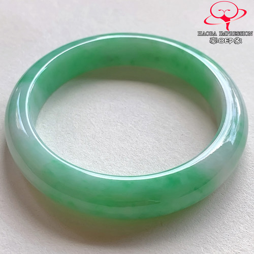 豪8印象V26480V2313翡翠手镯圈口53.6天然冰糯种阳绿缅甸玉手镯