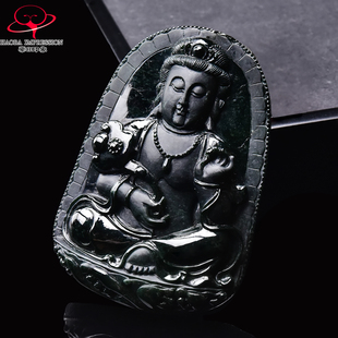 豪8印象·手镯之家M353翡翠观音吊坠天然缅甸冰糯种墨翠观音挂件